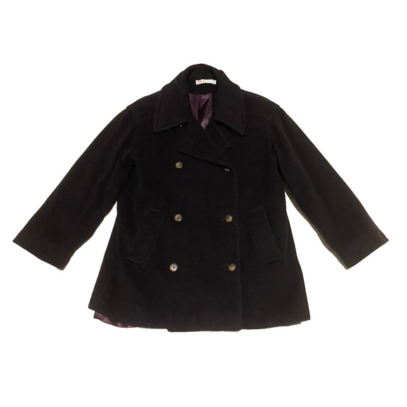 VTG Tweeds Peacoat Jacket Womens Small Black Wool Heavy Double Breasted Coat - Picture 5 of 16